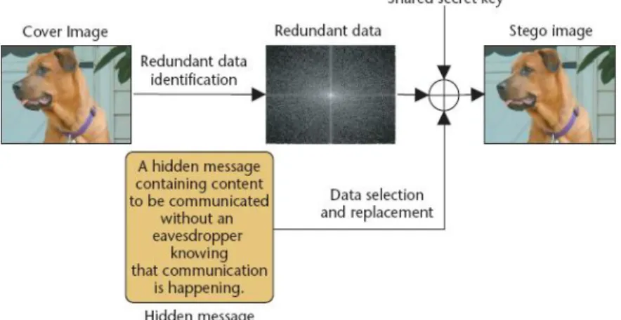 Gambar 2.  Penyembunyian data dengan metode Steganography 
