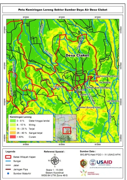 Gambar 10. Peta Kemiringan Lereng Sektor Sumberdaya Air Desa Claket 28