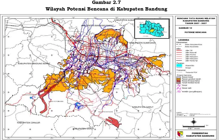 Gambar 2.7 Wilayah Potensi Bencana di Kabupaten Bandung 