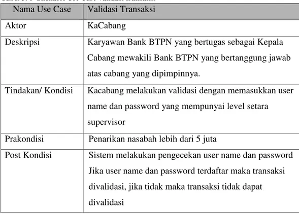 Tabel 3. 5  Skenario Use Case Transaksi Tarik Tunai 