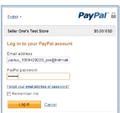 Gambar 4.5. Form Sign In untuk account PayPal. 
