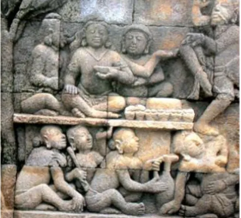 Gambar 1.3. Relief budaya meminum jamu di peradaban kerajaan 