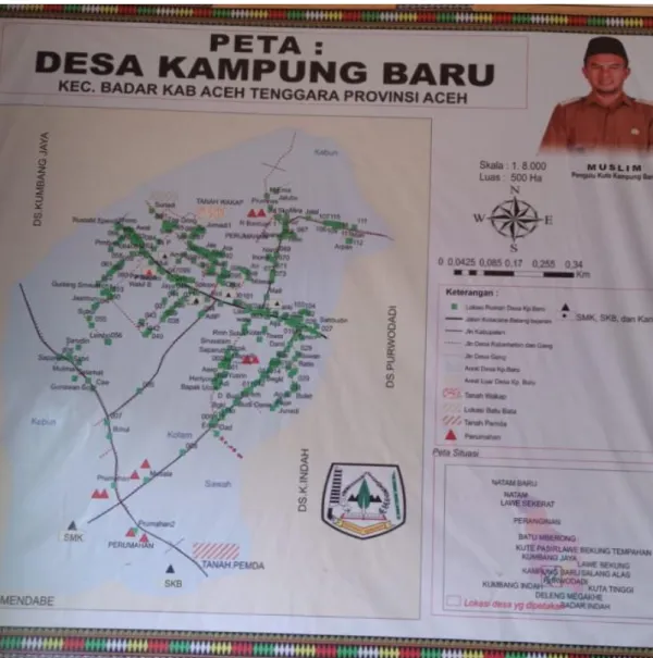 Gambar  3.2  Peta  Lokasi  Penelitian  yang  berada  di  Desa  Kampung  Baru,  Kecamatan Badar Kabupaten Aceh Tenggara Provinsi Aceh