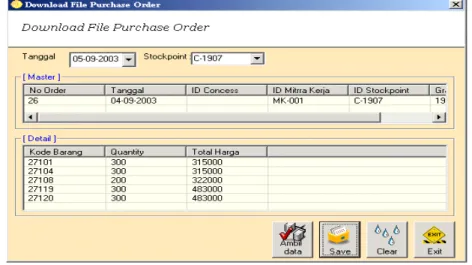 Gambar 4.8   Tampilan Form Download File Purchase Order 