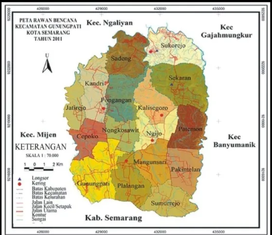 Gambar 1.1. Peta Rawan Bencana Kecamatan Gunungpati Semarang 2011 
