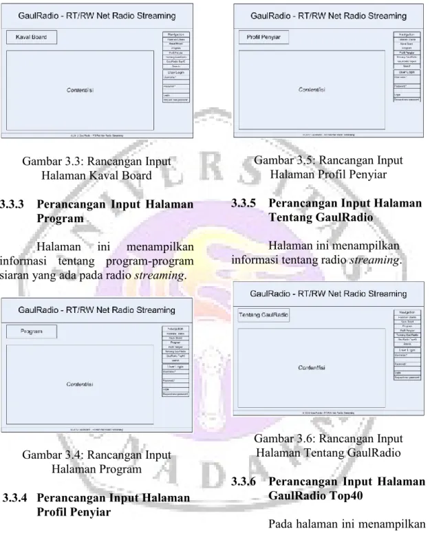 Gambar 3.3: Rancangan Input  Halaman Kaval Board 