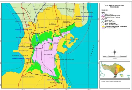 Gambar 2. Peta wilayah Administratif Teluk Benoa (Sudiarta et al., 2013) 