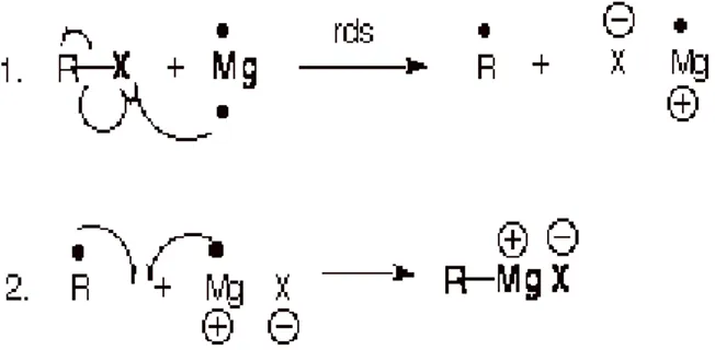 Gambar  2.  Mekanisme  reaksi  umum  pembentukkan  reagen Grignard 