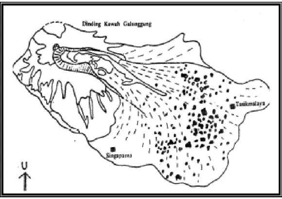 Gambar : Sketsa Peta sebaran Perbukitan Sepuluh ribu  ( Wirakusumah, 1982) 