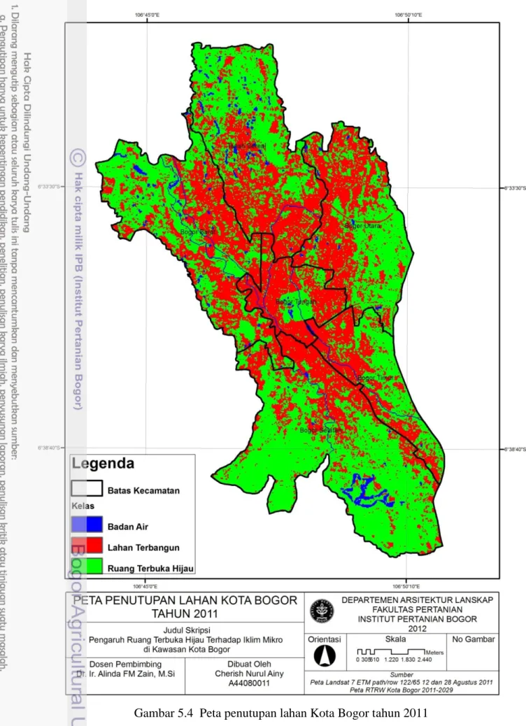 Gambar 5.4  Peta penutupan lahan Kota Bogor tahun 2011 