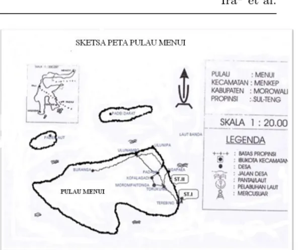 Gambar 1 Lokasi penelitian di Perairan Desa Terebino Sulawesi Tengah