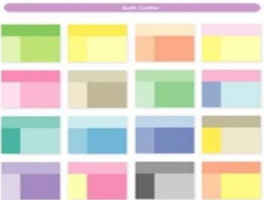 gambar diatas adalah sebagian contoh kombinasi dari kumpulan warna - warna soft  dengan   menggunakan   teknik   transparency