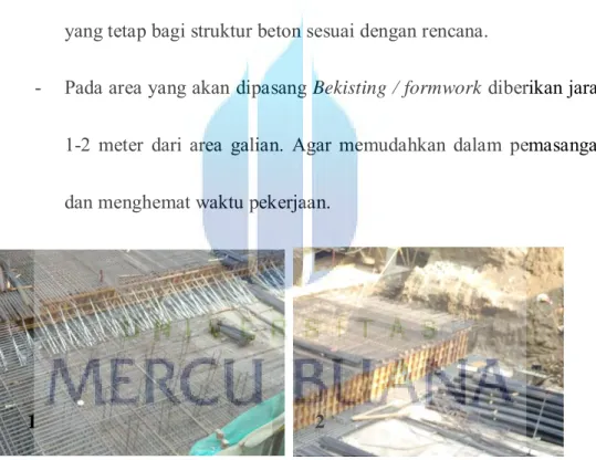 Gambar 5.7. --- 1. Bekisting / formwork, 2. Bekisting / formwork berbatasan  dengan galian