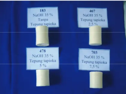 Gambar 5.  Sabun  Jarak  Pagar  dengan  konsentrasi  NaOH  35  %  dan  konsentrasi tepung tapioka 0 % (183), 2,5 % (476), 5 % (478) dan  7,% % (703) 
