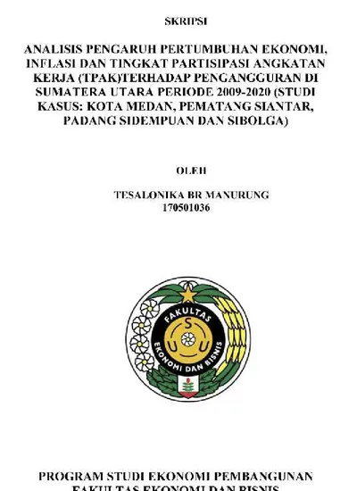 ABSTRAK. Kata Kunci : Tingkat Pengangguran, Tingkat Pertumbuhan Ekonomi ...