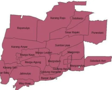Gambar 8. Peta wilayah Kecamatan Jati Agung Sumber : BPS Kabupaten Lampung Selatan (2014)