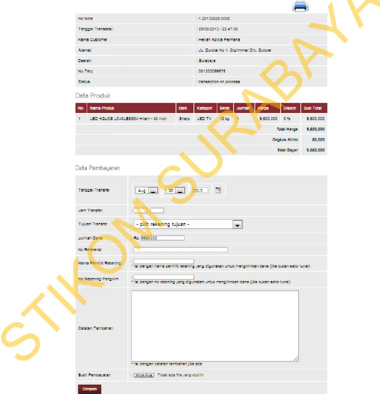 Gambar 4.9   Tampilan Form Detail Transaksi Customer 