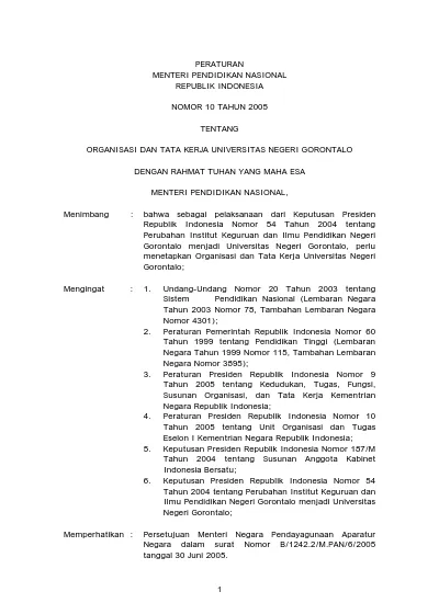 PERATURAN MENTERI PENDIDIKAN NASIONAL REPUBLIK INDONESIA NOMOR 10 TAHUN ...