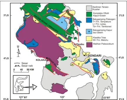 Gambar 1.2 Stratigrafi Regional Lengan Tenggara Sulawesi (Rusmana dkk,1993b;Simandjuntak dkk,1993a;Surono,1994)