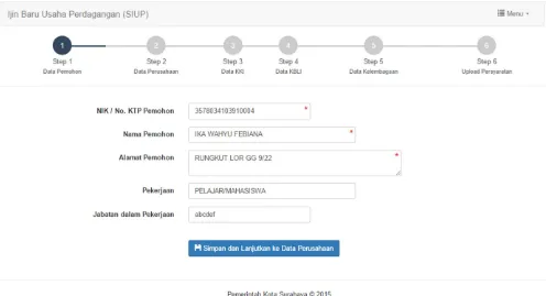 Gambar II-5 Step ke 1 Pengisian Data Pemohon 