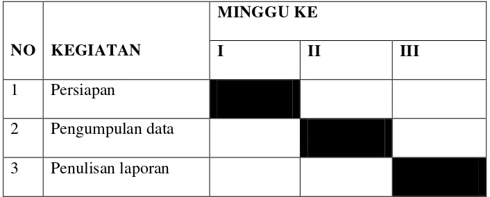 Tabel 1.1 Jadwal Kegiatan 