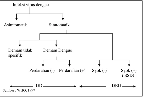 Gambar 1. Bagan manifestasi klinis infeksi virus dengue. 1 