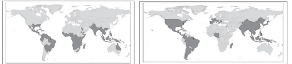 Gambar 1.4 Distribusi nyamuk Aedes aegypti dan nyamuk Aedes albopictus (WHO, 2011)