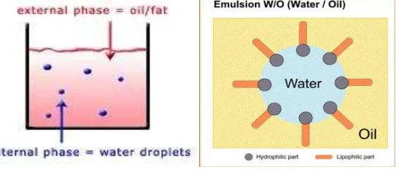 Gambar 3. Diagram emulsi water in oil (Sumber: Suryani, Ani. Emulsi) 