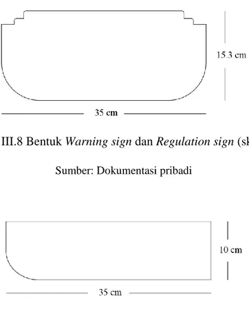 Gambar III.8 Bentuk Warning sign dan Regulation sign (skala 1:5)  Sumber: Dokumentasi pribadi 