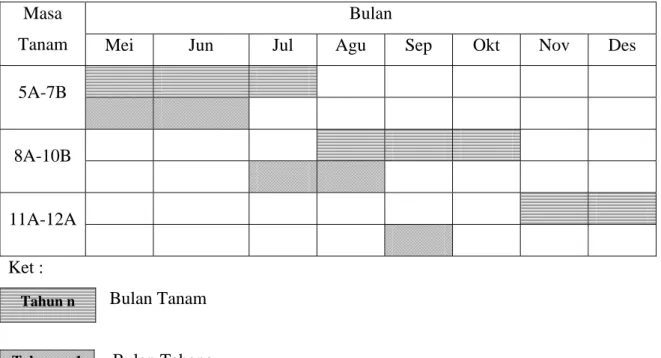 Tabel 5. Jadwal Tanam dan Tebang Berdasarkan Masa Tanam  Bulan 