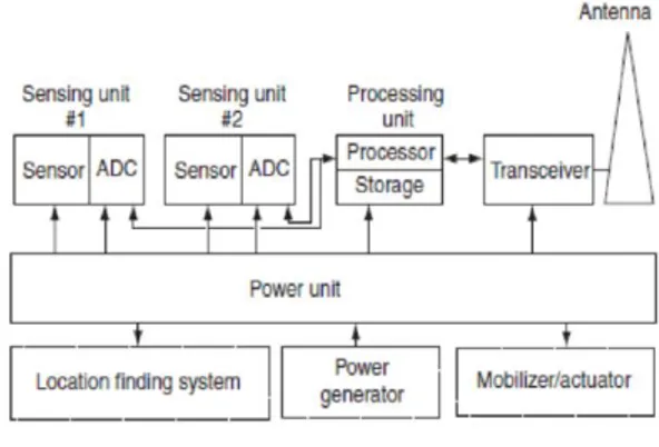 Gambar 1 Struktur standar wileress sensor  node 