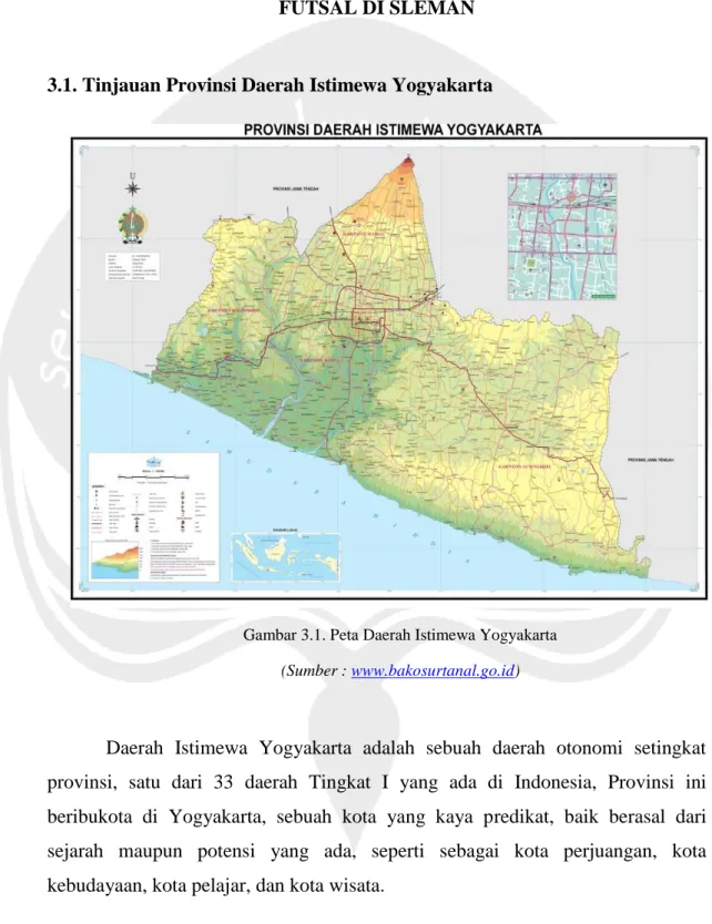 Gambar 3.1. Peta Daerah Istimewa Yogyakarta (Sumber : www.bakosurtanal.go.id)
