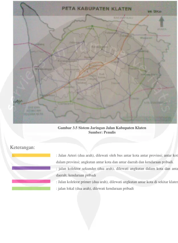 Gambar 3.5 Sistem Jaringan Jalan Kabupaten Klaten  Sumber: Penulis 