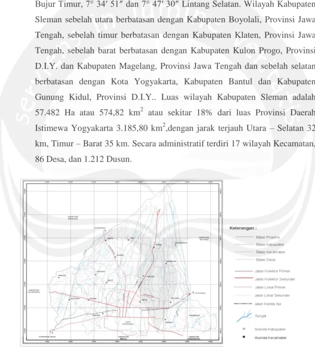 Gambar 3.1. Peta Administratif Kabupaten Sleman 2008-2014  (Sumber: Data RTRW Kabupaten Sleman 2008-2014) 
