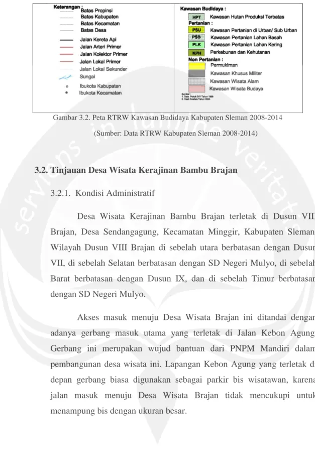 Gambar 3.2. Peta RTRW Kawasan Budidaya Kabupaten Sleman 2008-2014  (Sumber: Data RTRW Kabupaten Sleman 2008-2014) 