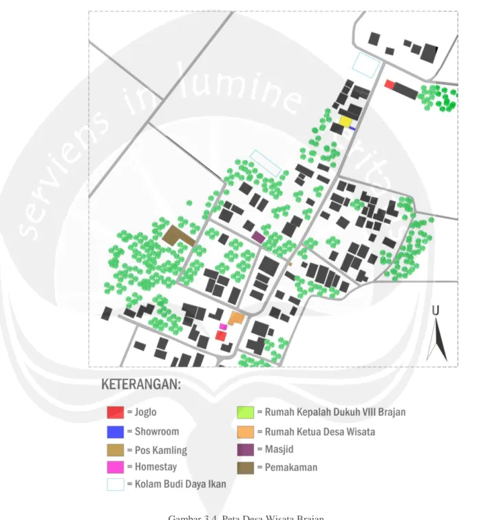 Gambar 3.4. Peta Desa Wisata Brajan  (Sumber: Data penulis, 2016) 