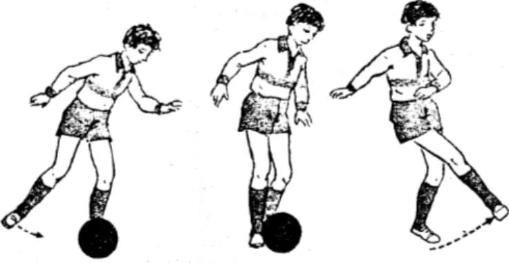 Gambar 3. Bagian Bola Yang Ditendang  (Soekatamsi, 1988:53) 