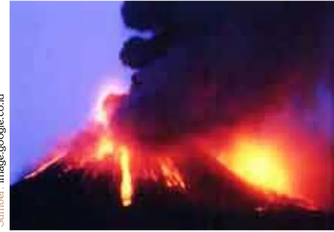 Gambar 14.7  Letusan gunung berapi dapat  menyebabkan pencemaran lingkungan