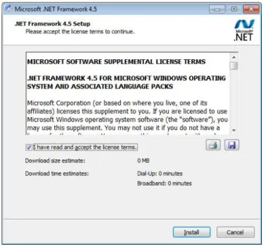 Gambar 3.2 Persetujuan Lisensi Microsoft .NET 