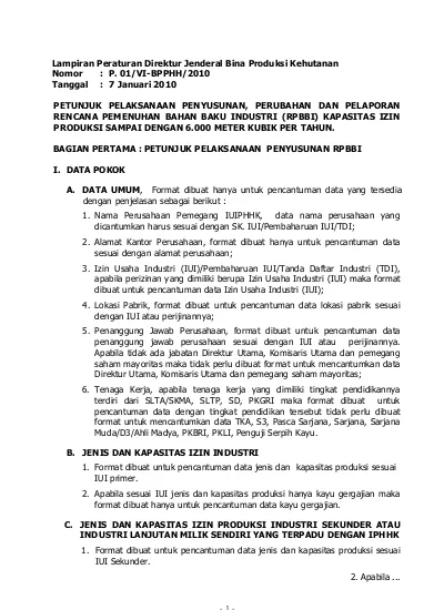 Lampiran Peraturan Direktur Jenderal Bina Produksi Kehutanan Nomor : P ...