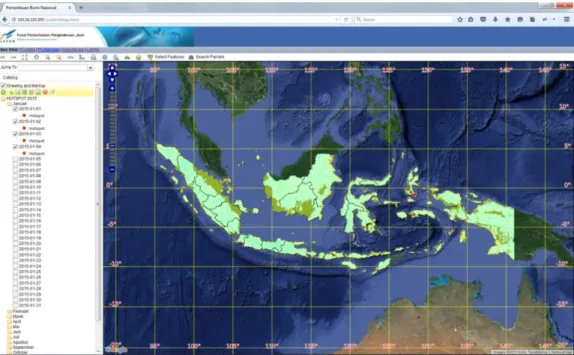 Gambar B –2. Sistem Pemetaan Web:  Informasi Titik Panas Tanggal 05 – 07 Januari 2015