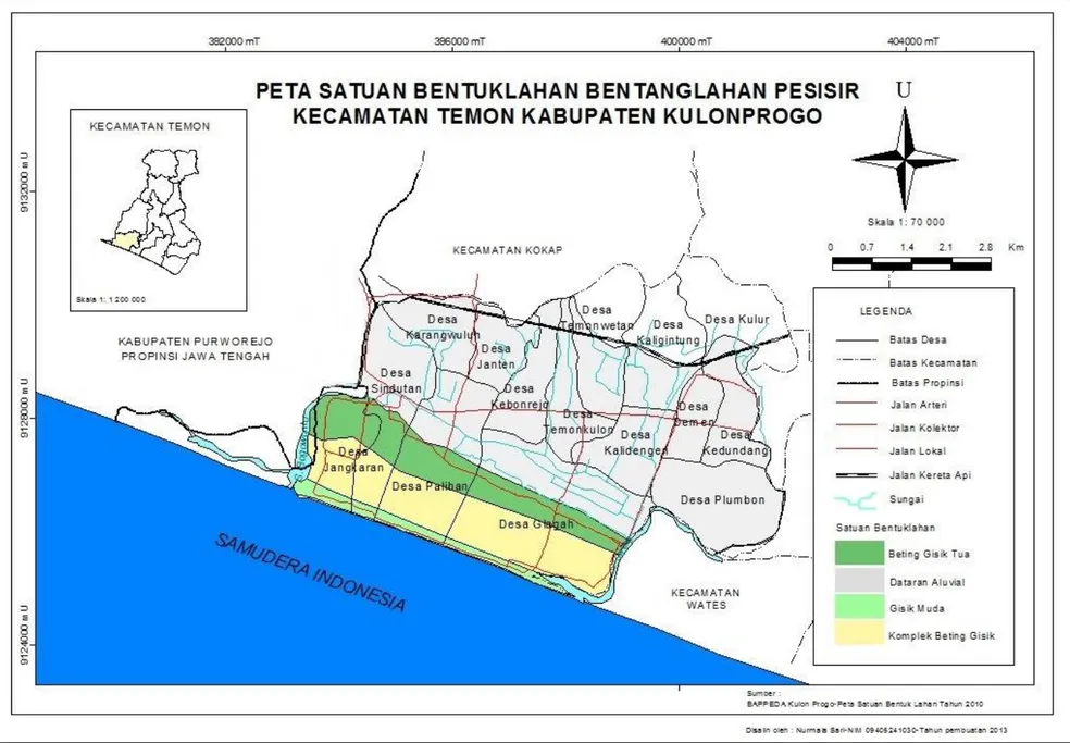 Gambar 4. Peta Satuan Bentuklahan Bentanglahan Pesisir Kecamatan Temon Kabupaten Kulonprogo 