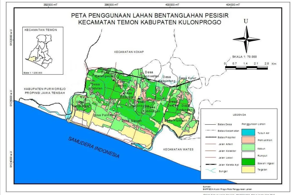 Gambar 4. Peta Penggunaan Lahan Bentanglahan Pesisir Kecamatan Temon Kabupaten Kulonprogo 