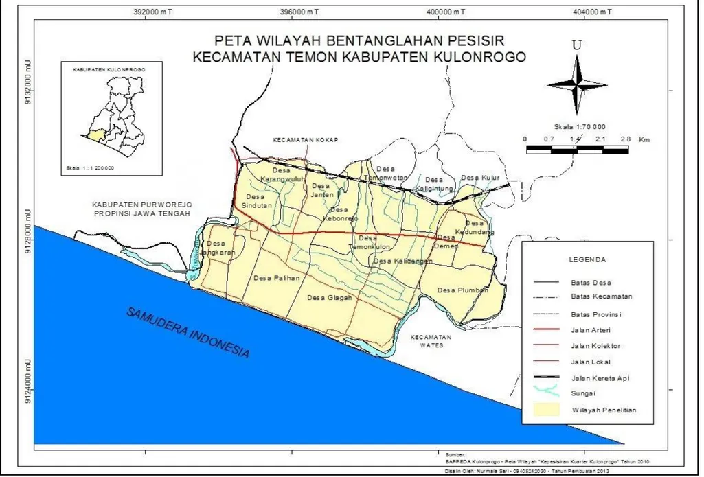 Gambar 4. Peta Wilayah Bentanglahan Pesisir Kecamatan Temon Kabupaten Kulonprogo 