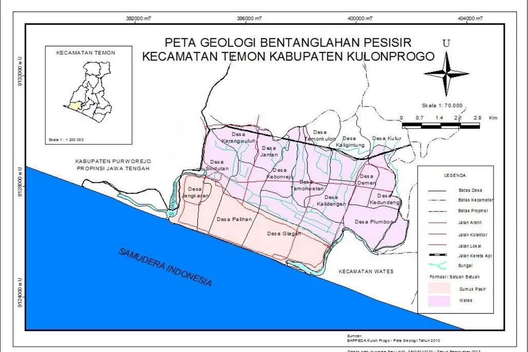 Gambar 4. Peta Geologi Bentanglahan Pesisir Kecamatan Temon Kabupaten Kulonprogo 