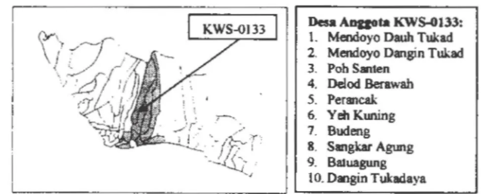 Gambar 33  Peta dan nama desa anggota kawasan  KWS-O 133. 
