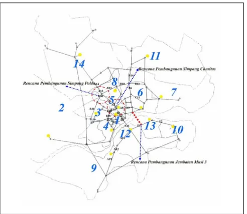 Gambar 3.  Gambar Pembagian Zona dan Jaringan Jalan Di Wilayah Studi 