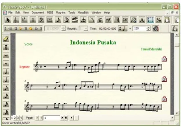 Gambar 3: Lagu “Indonesia Pusaka” dalam  bentuk not balok 