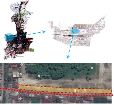 Gambar 3.1. Peta Lokasi Permukiman Bantaran Rel Kereta Api (Sumber : Google 