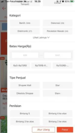 Gambar 1.11 Pengaturan Harga Pada Aplikasi Shopee  (Sumber : Aplikasi Shopee) 